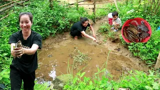 Single girl : Surprise gift from grandmother, watering vegetables, catching fish, make potholes