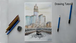 How to Draw kaaba Scene Step by Step.
