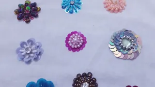 Hand embroidery | beads and sequins flowers embroidery ideas| beaded flowers embroidery