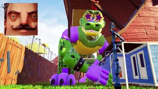 Hello Neighbor - My New Neighbor FNAF Security Breach Glamrock Big Monty Act 2 Trampoline Gameplay