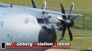 Very Nice ENGINE STARTUP and DEPARTURE,  A400M, 54-01,  German AF