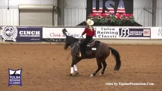Peppy Lil Chicolena  ridden by Kalyn Sanders - 2014 Tulsa Reining Classic (Nov. Horse NP)