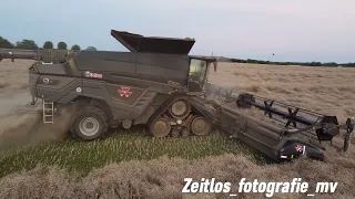 Massey Ferguson 9t&New Holland am Dreschen im Sonnenuntergang, Fendt& Johndeere als Abfahrer🔥