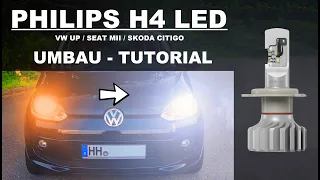 [EINBAU] Philips H4 LED - VW UP / Seat Mii / Skoda Citigo - Ultinon Pro6000 HL