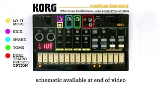 KORG VOLCA BEATS - White Noise Kick / Snare / Tom Mods + Dual Tempo Presets Option [instructions]