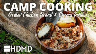 Easy Peasy Grilled Chicken Breast & Cheesy Potatoes [ASMR Camping Cooking🌲]