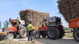 Arjun 555 30 tons while adding sugarcane tractor tile Shugar cane cutting to Traveling