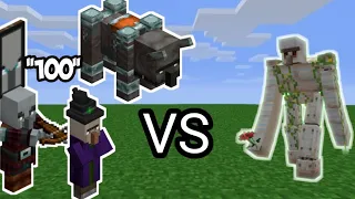 Mutant Iron golem vs Raid in Minecraft