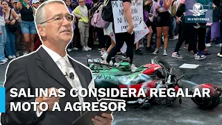 Esto pide Salinas Pliego para regalarle una moto a hombre que agredió mujeres en el 8M