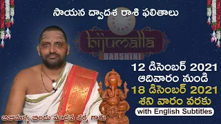 Weekly Rasi Phalalu - 12th   Dec 18th 2021 || by Bijumalla Bindu Madhava Sharma Garu ||