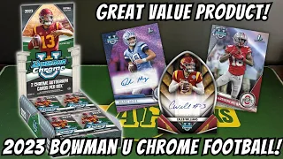 GREAT PRODUCT FOR $120! 2023 Topps Bowman U Football Hobby Box Review!