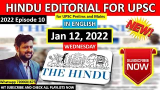 BEST Hindu Editorial in English | Hindu EDITORIAL in English | January 12, 2022 | By Vysh | Vysh IAS