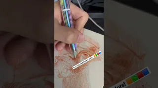 Drawing famous paintings using only a 4 color ballpoint pen! ✍️✨ #art #viral #shorts