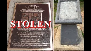 Bonnie and Clyde Historical Plaque Marker Stolen from Ambush Site near Gibsland, Louisiana