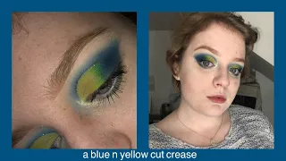 🐠a blue and yellow cut crease - makeup tutorial