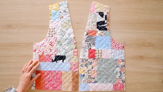 Look how I transform my scrap fabric into a beautiful patchwork quilting vest