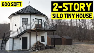 2-STORY 600sqft TINY HOUSE TOUR! Romantic Silo Tiny House for Events!