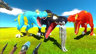 FPS AVATAR vs 3x T-REX DEATH RUN - Animal Revolt Battle Simulator ARBS