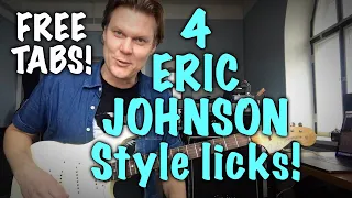 4 wonderful Eric Johnson guitar licks lesson by Marko Karhu, free TABS!