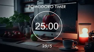 25/5 Pomodoro Timer ★︎ Cloudy and Rainy Day, Focus on Studying and Working ★︎ 8 x 25 min