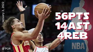 Trae Young 56 points game | Jan 3, 2022 @ POR