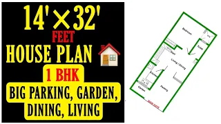 🏠 14 x 32 house plan || parking house design || 1 bhk ghar ka naksha || Build My Home