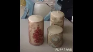 Napkin Decoupage on a Candle DIY