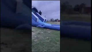 Fat woman flips water slide