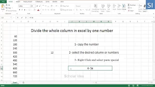 Divide whole column in excel on one number