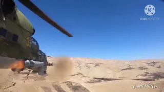 O helicóptero de ataque russo MI-24 em ação🇷🇺