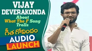 Vijay Deverakonda Reaction To 'What The F' Song Trolls At Geetha Govindam Audio Launch | Rashmika