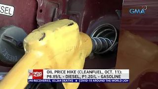 Oil price hike (Cleanfuel, Oct. 11): P6.85/L - Diesel, P1.20/L - Gasoline | 24 Oras News Alert