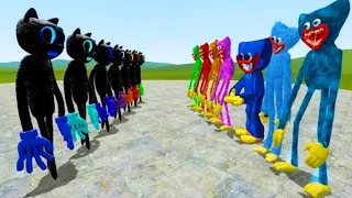 CARTOON CAT ALL COLORS VS HUGGY WUGGYS!! Garry's Mod Sandbox Poppy Playtime #15