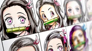 Drawing Nezuko in 12 different anime styles ‖DemonSlayer