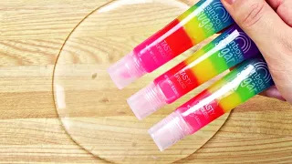 Satisfying Slime Coloring with Makeup! Mixing Rainbow Lip Gloss + Eyeshadow Plette into Clear Slime!