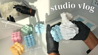 candle studio vlog | receiving packages, new shapes + colors, small business tips, asmr