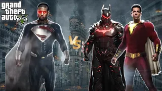 GTA 5 - Hellbat Batman And Shazam Vs Superman Val-Zod | DC Comics Ultimate Fight.