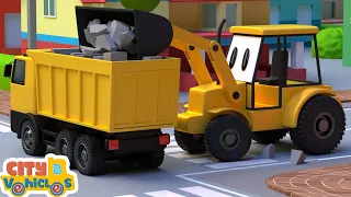 Construction vehicle save cow— dump truck, bulldozer and excavator for kids