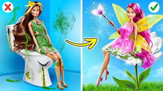 Da boneca Barbie à boneca fada: uma transformação! Idéias de miniaturas DIY para a Barbie