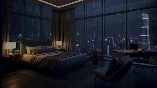 Nature Sounds For Sleep | Relax with the Sound of Heavy Rain on the Bedroom Window, ASMR, study, bgm