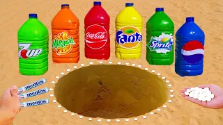 Experiment: Coca Cola, Fanta, Sprite, Mirinda, Pepsi, 7Up vs Mentos Underground