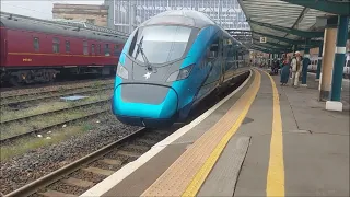 Trains at Newcastle Station and Carlisle Station on Saturday 07/10/23 feat 35018 British India Line.