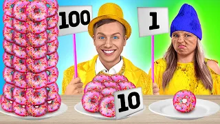 Challenge avec 100 couches de nourriture ! Défis de nourriture & astuces drôles par LALAL'R Emoji