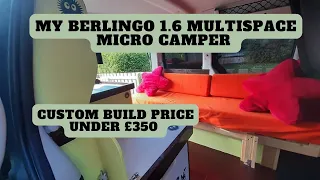 VAN TOUR - Berlingo 1.6 Multispace. Micro Camper. Budget custom build. Conversion cost under £350.