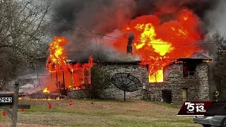 Massive flames engulf house near Forestdale