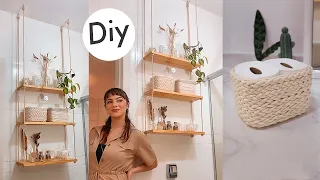 DIY Prateleira de Corda + Cestos Organizadores - Decorando o Banheiro 01