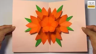 Making 3D flower pop up card | Easy pop up card tutorial | 3D Paper flower