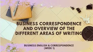 Business Correspondence and Overview of the Different Areas of Writing (English 113: Week 1)