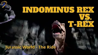 Indominus Rex Vs. T-Rex at Jurassic World - The Ride: Full POV