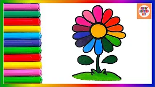 How to Draw a Rainbow Flower